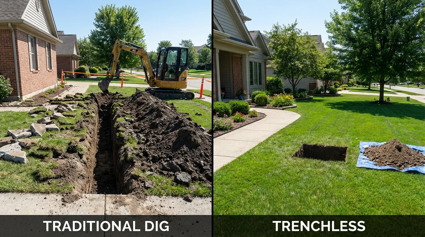 Trenchless sewer repair with minimal yard damage versus traditional excavation in Post, TX
